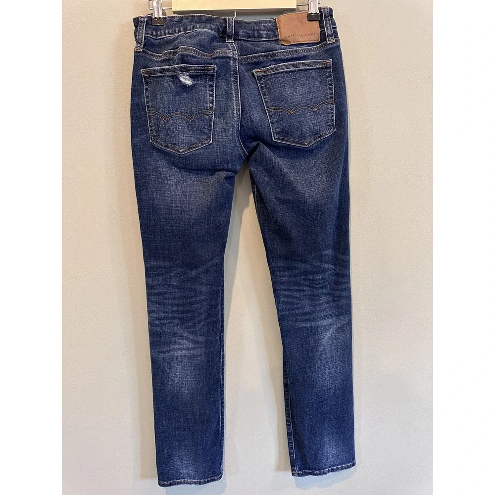 American Eagle Men's Ne(x)t Level Flex Slim Distressed Blue Size 28 x 32 Jeans